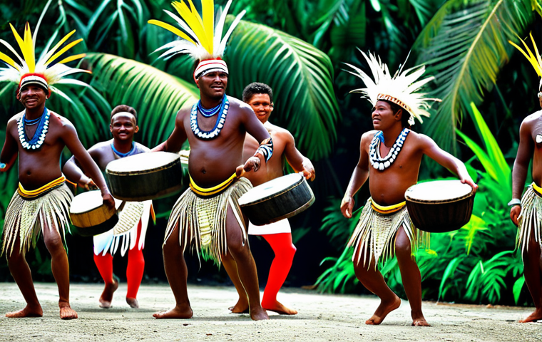 **

"A vibrant Solomon Islands festival scene, featuring dancers in traditional attire with intricate body paint, performing a traditional dance to the rhythm of drums. Lush tropical foliage in the background. Fully clothed, appropriate attire, safe for work, perfect anatomy, natural proportions, professional photography, high quality, family-friendly."

**