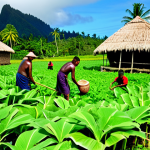 솔로몬 제도 타로 재배 - Taro Harvest in Solomon Islands**

A vibrant scene of Solomon Islanders harvesting taro in a lush, g...