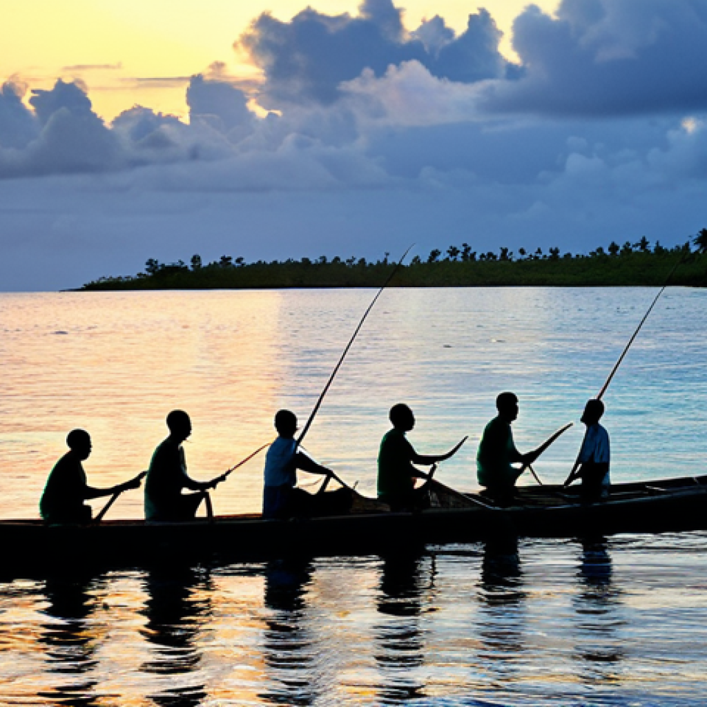 솔로몬 제도 해양 전통 지식 - Traditional Fishing Scene**

"A picturesque scene of Solomon Islanders practicing traditional fishin...