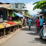 솔로몬 제도 도시화 문제 - The Evolving Face of Honiara: Urban Dynamism Meets Island Life**
A vibrant and bustling street scene...