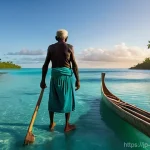 솔로몬 제도 전통 어업 방식 - **Prompt:** A serene scene capturing the deep connection between the people of the Solomon Islands a...