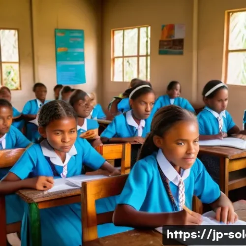 솔로몬 제도 교육 시스템 - A vibrant classroom scene in a rural Solomon Islands school, featuring children aged around 10-12 ye...