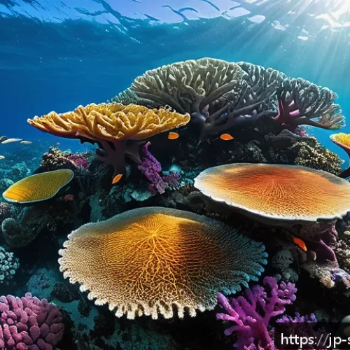 솔로몬 제도 산호초 보호 - A vibrant underwater scene of the Solomon Islands coral reef showing a mix of healthy, colorful cora...